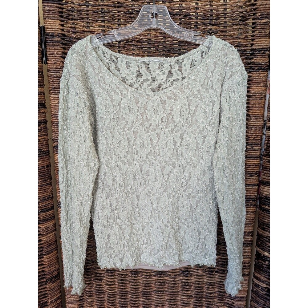 Vtg 90s Annie Claire Clothing Co. Retro Women's Mesh Stretch Lace Coquette Top M